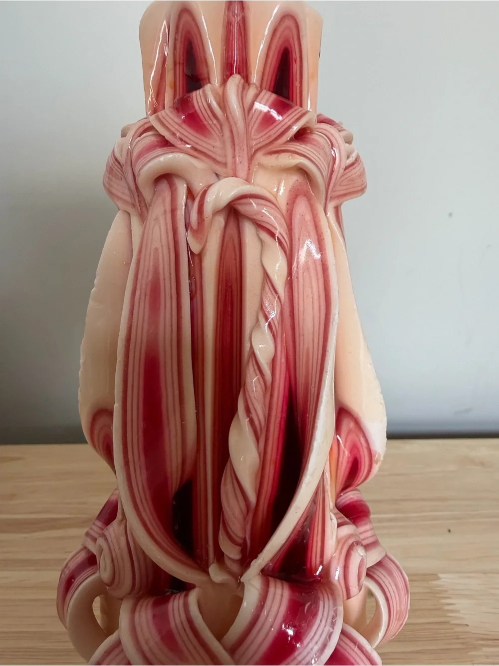 Vintage Hand-Carved Candy Cane Decorative Candle